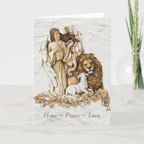A Lion a Lamb and an Angel Bring Blessings Holiday Card
