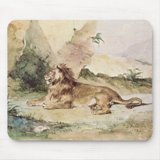 A Lion in the Desert, 1834 Mouse Pad (Front)