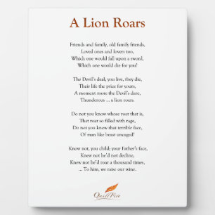 A Lion Roars Poem Plaque