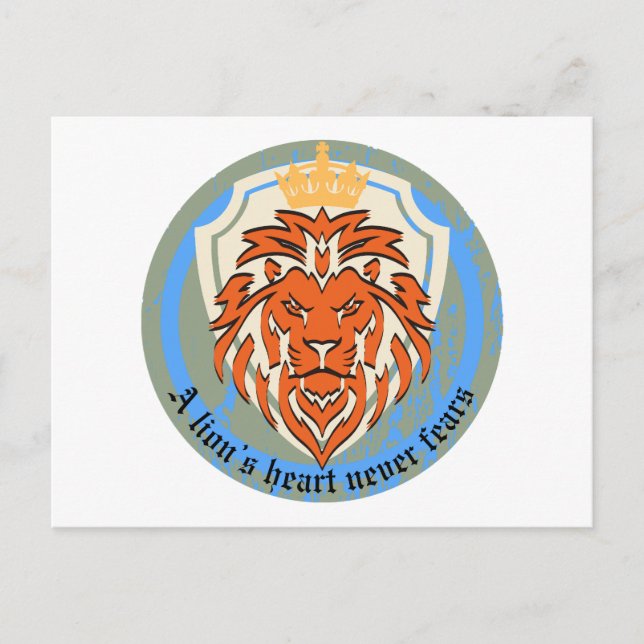 A Lion’s Heart Never Fears | Regal Courage Postcard (Front)