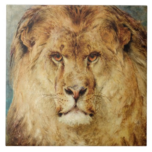 A Lions Head by Heywood Hardy Ceramic Tile