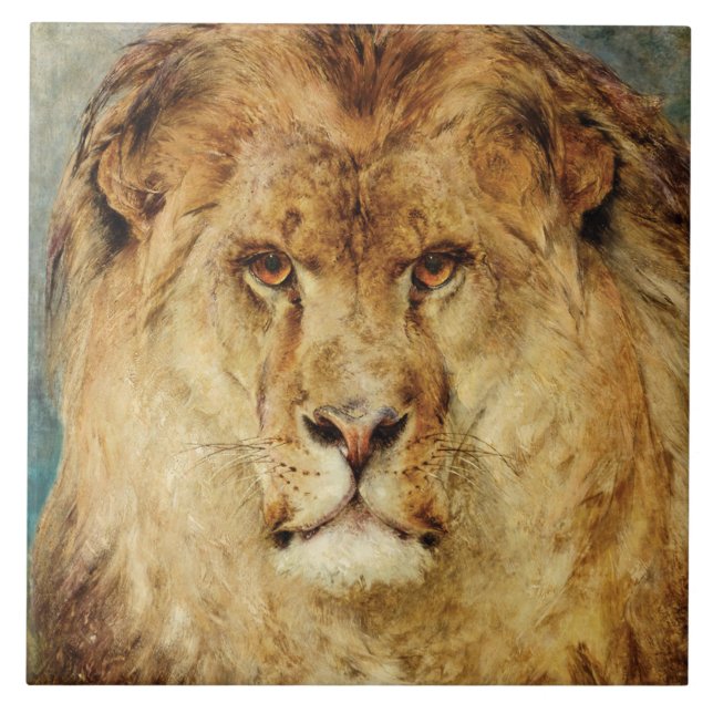 A Lion's Head (by Heywood Hardy) Ceramic Tile (Front)