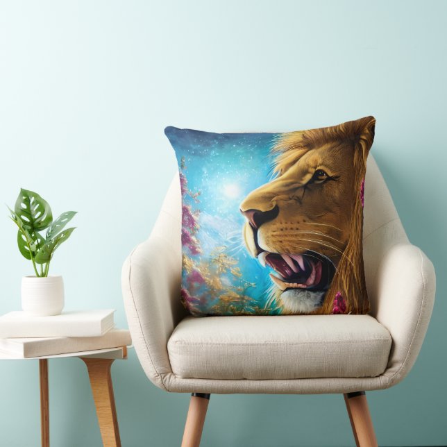 A Lion's Stance Throw Pillow (Chair)