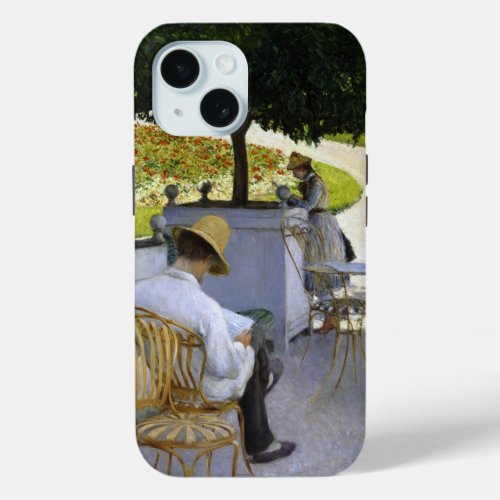 A Literary Escape Readers in an Orange Grove iPhone 15 Case