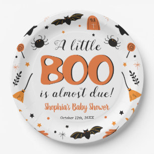 A litte Boo is almost due Halloween Baby Shower Paper Plates