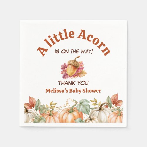 A Little Acorn Autumn Fall Baby Shower Napkins
