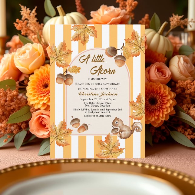 A Little Acorn Fall Plaids Baby Shower  Invitation (Creator Uploaded)
