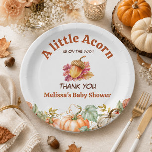 A Little Acorn Is on the Way Fall Baby Shower Paper Plates
