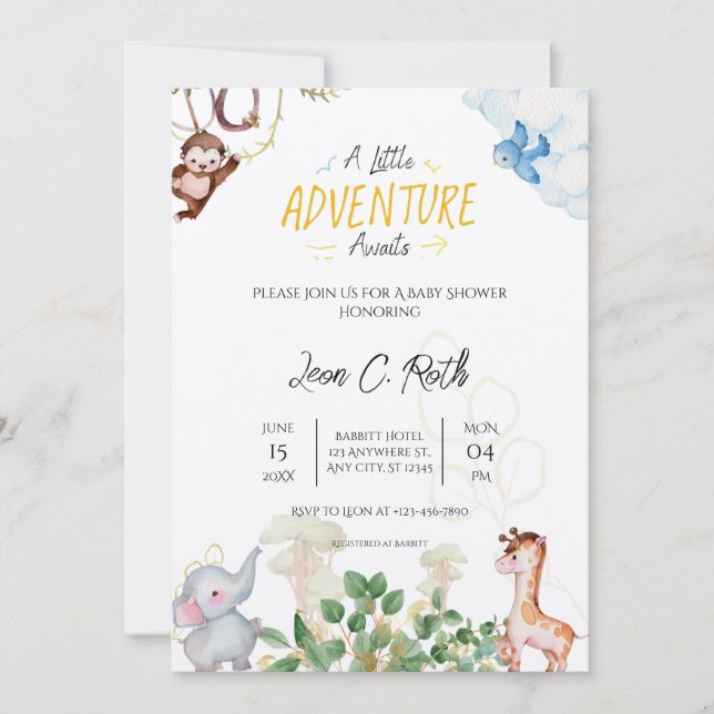 A Little Adventure Awaits Baby Shower Invitation (Front)