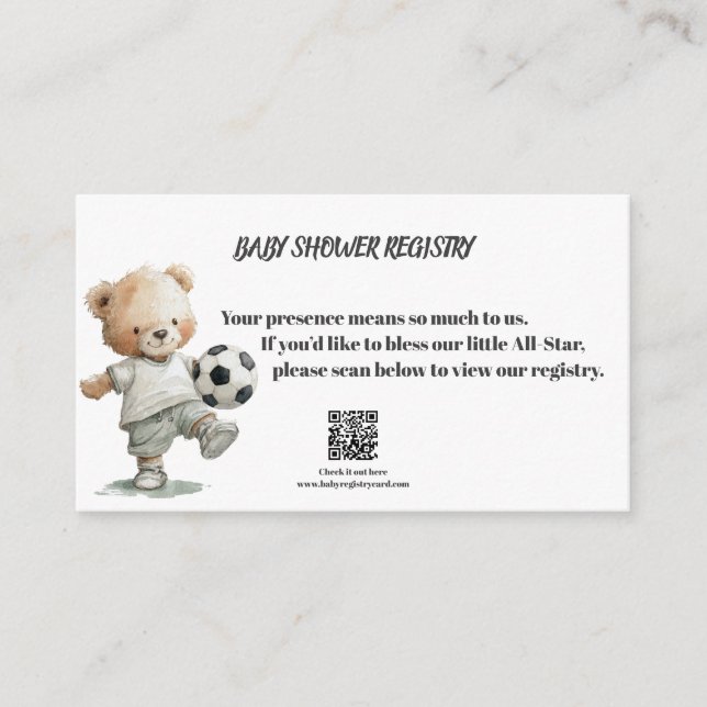 A Little All-Star Baby Shower Registry Card (Front)