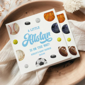 A Little Allstar Is On The Way! Sports Baby Shower Napkins