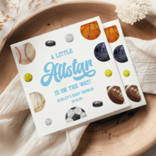 A Little Allstar Is On The Way! Sports Baby Shower Napkins