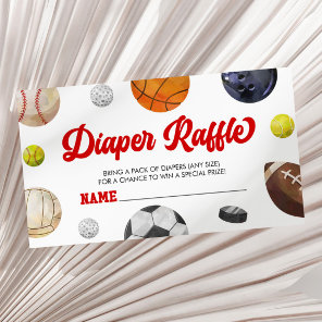 A Little Allstar Sports Baby Shower Diaper Raffle Enclosure Card