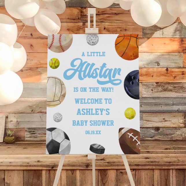 A Little Allstar Sports Baby Shower Welcome Sign (Creator Uploaded)