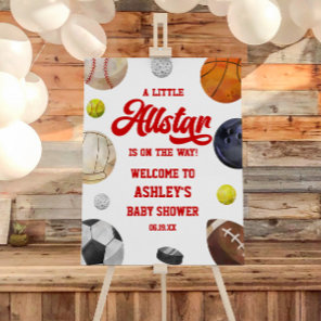 A Little Allstar Sports Baby Shower Welcome Sign