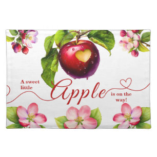 A Little Apple Is On The Way   Fall Baby Shower  Cloth Placemat