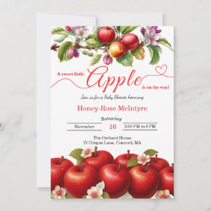 A Little Apple Is On The Way Fall Baby Shower Invitation