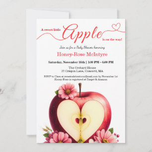 A Little Apple Is On The Way   Fall Baby Shower  Invitation