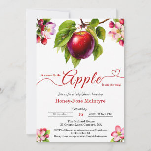 A Little Apple Is On The Way Fall Baby Shower Invitation