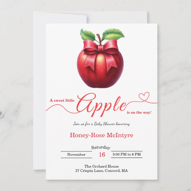 A Little Apple Is On The Way | Fall Baby Shower  Invitation (Front)