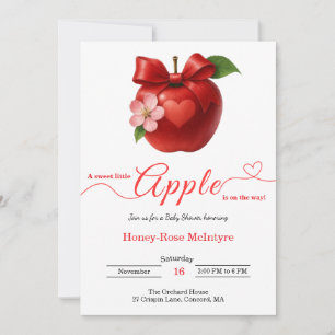 A Little Apple Is On The Way   Fall Baby Shower  Invitation