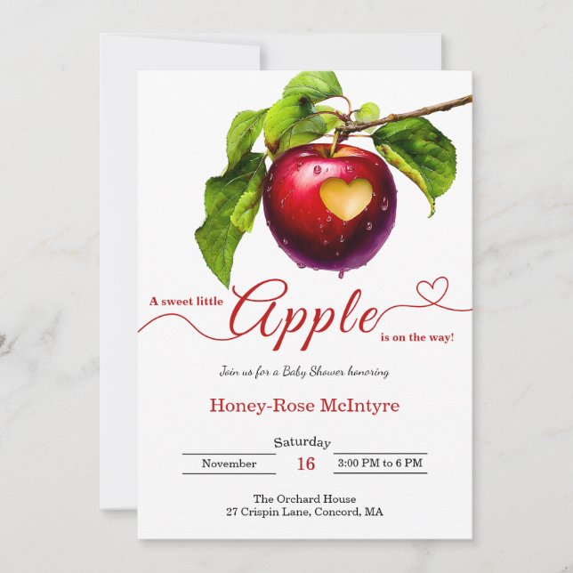 A Little Apple Is On The Way | Fall Baby Shower  Invitation (Front)