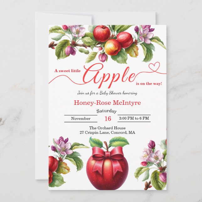 A Little Apple Is On The Way | Fall Baby Shower  Invitation (Front)