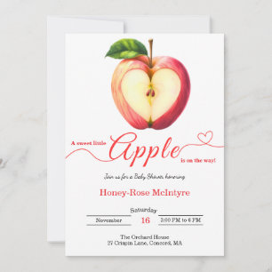 A Little Apple Is On The Way Fall Baby Shower Invitation