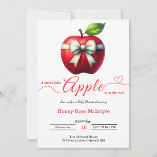 A Little Apple Is On The Way Fall Baby Shower Invitation