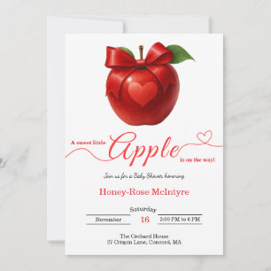 A Little Apple Is On The Way   Fall Baby Shower  Invitation