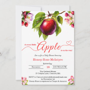 A Little Apple Is On The Way   Fall Baby Shower  Invitation