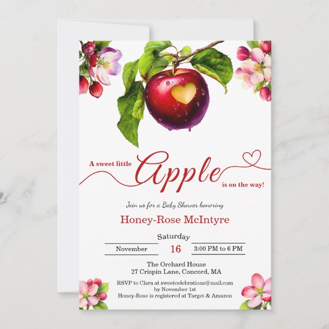 A Little Apple Is On The Way | Fall Baby Shower  Invitation (Front)