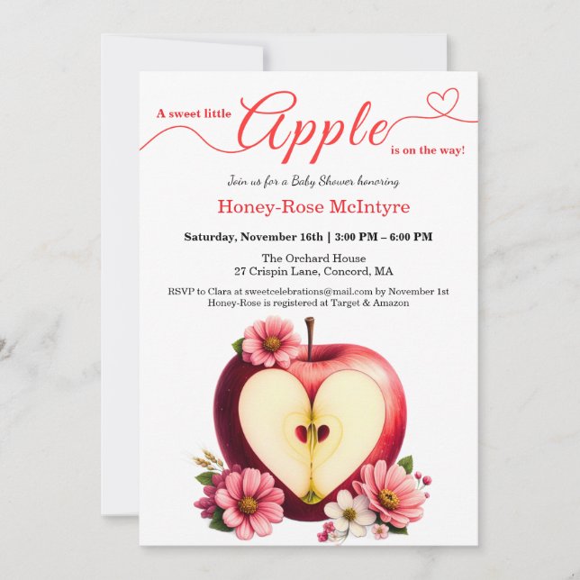 A Little Apple Is On The Way | Fall Baby Shower  Invitation (Front)