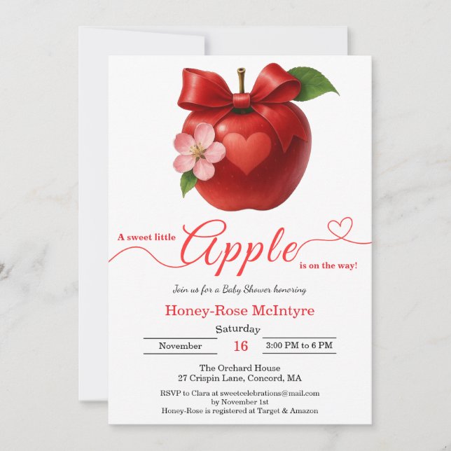 A Little Apple Is On The Way | Fall Baby Shower  Invitation (Front)