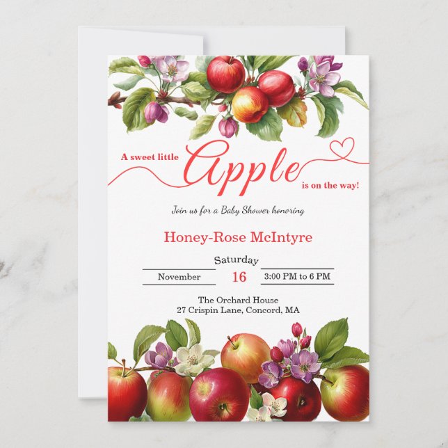 A Little Apple Is On The Way | Fall Baby Shower  Invitation (Front)