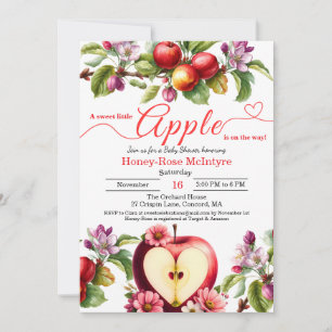 A Little Apple Is On The Way   Fall Baby Shower  Invitation