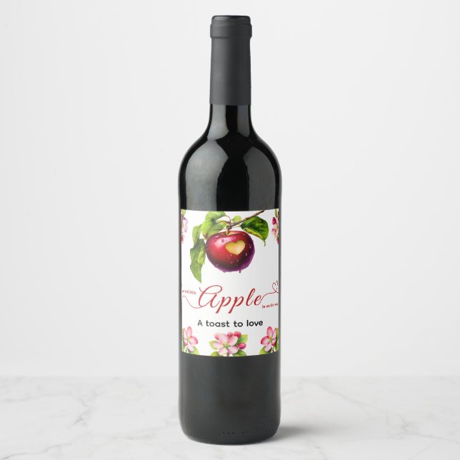 A Little Apple Is On The Way | Fall Baby Shower  Wine Label (Front)