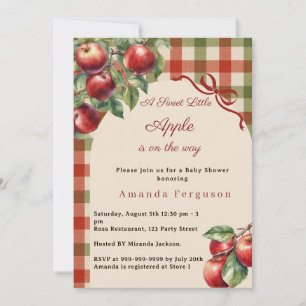 A little apple red gingham girl Baby Shower Invitation