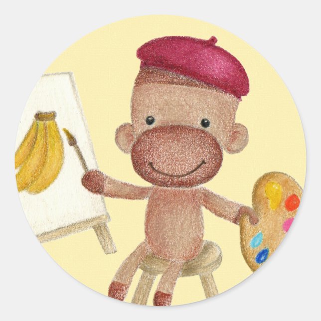 A Little Artist Socky the Sock Monkey Sticker (Front)