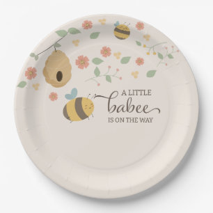 A little babee is on the way, bee baby shower paper plates