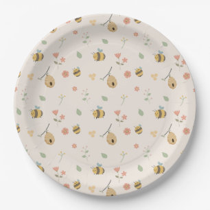 A little babee is on the way, bee baby shower paper plates