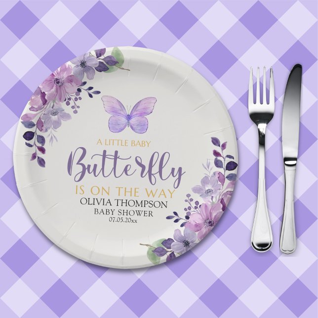 A Little Baby Butterfly is on The Way Baby shower Paper Plates (Creator Uploaded)