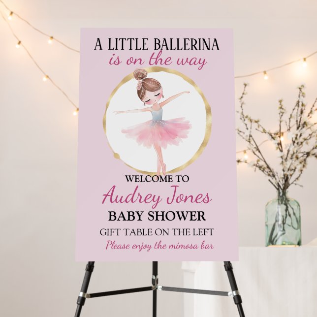 A Little Ballerina Is On The Way Baby Shower Foam Board (In Situ (Stand))