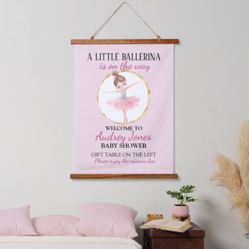 A Little Ballerina Is On The Way Baby Shower Hanging Tapestry
