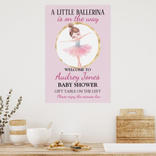 A Little Ballerina Is On The Way Baby Shower Poster