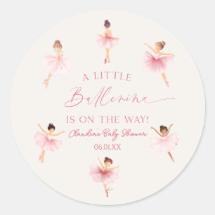A Little Ballerina Pink Ballet Baby Shower Classic Round Sticker