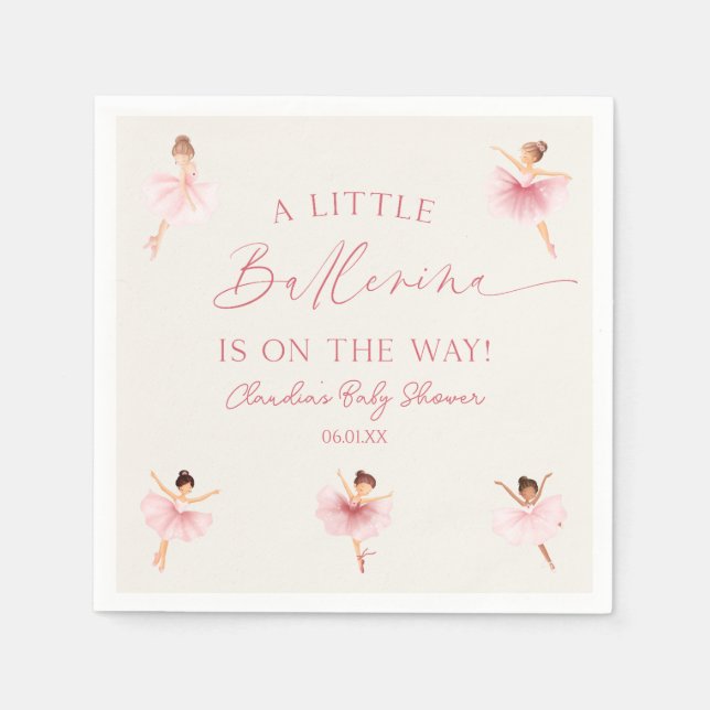 A Little Ballerina Pink Ballet Baby Shower Napkins (Front)