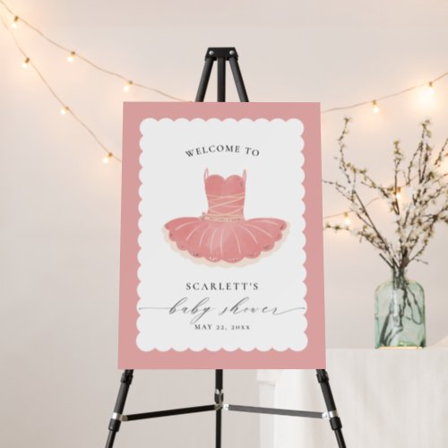 A Little Ballerina Pink Tutu Baby Shower Welcome Foam Board