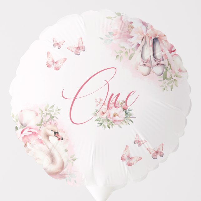A Little Ballerina Swan Lake First Birthday Balloon (Front)