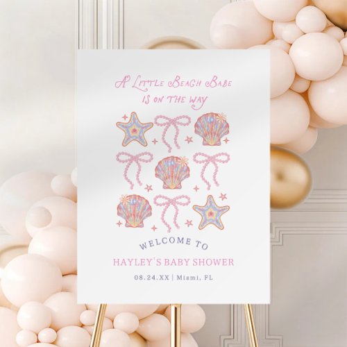 A Little Beach Babe Girl Baby Shower Welcome Sign